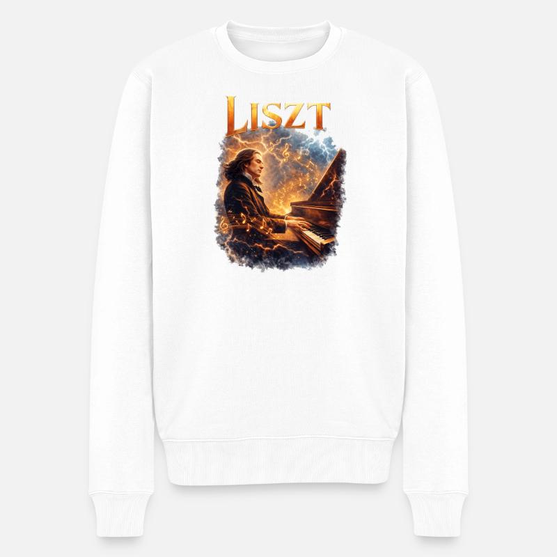 LISZT Fire Melodies au piano - Pull Premium bio Homme - blanc
