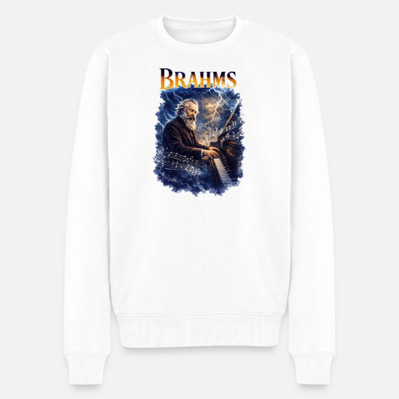 Brahms Klaviersturm - Männer Premium Bio Pullover - Weiß
