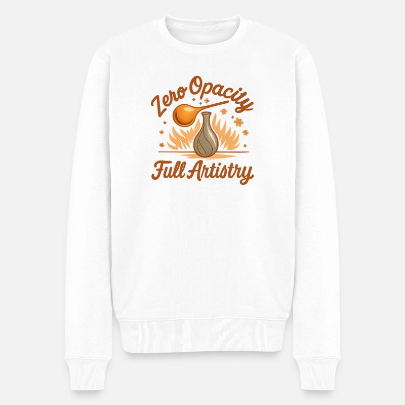 Null Opazität, volle Kunst | Glaskunst - Männer Premium Bio Pullover - Weiß