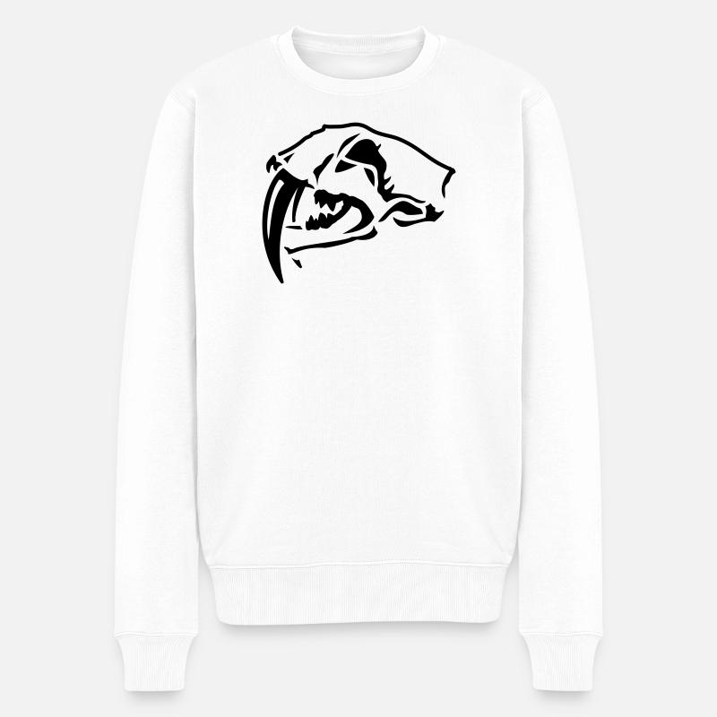 Crâne de tigre à dents de sabre - Pull Premium bio Homme - blanc