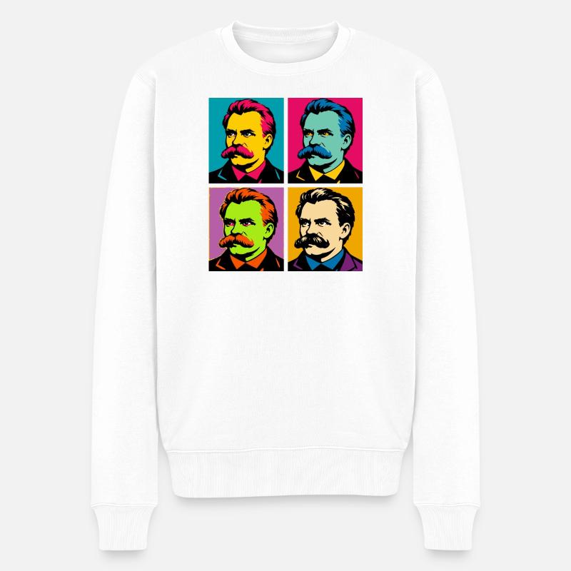 Friedrich Nietzsche Pop-Porträts - Männer Premium Bio Pullover - Weiß