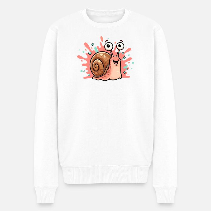 Design joyeux de l’escargot - Pull Premium bio Homme - blanc
