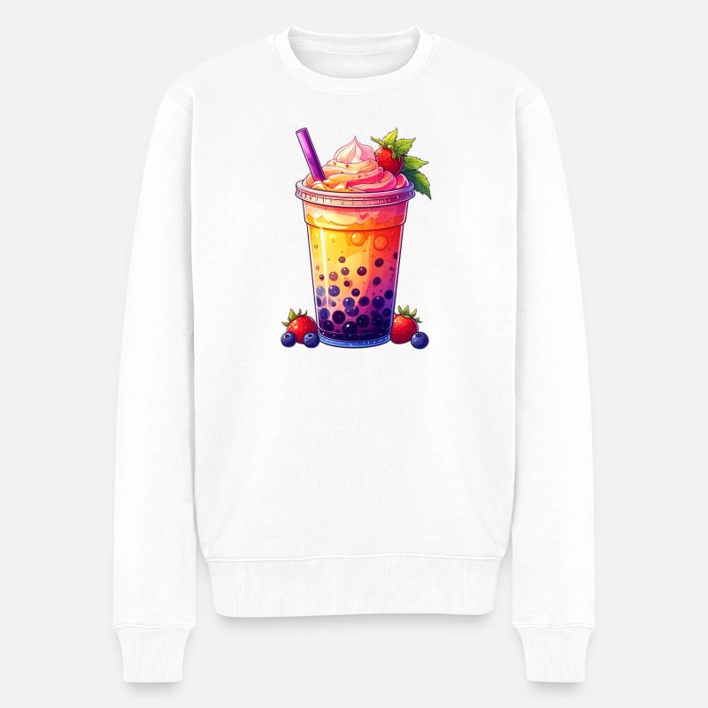 Bubble Tea - Männer Premium Bio Pullover - Weiß