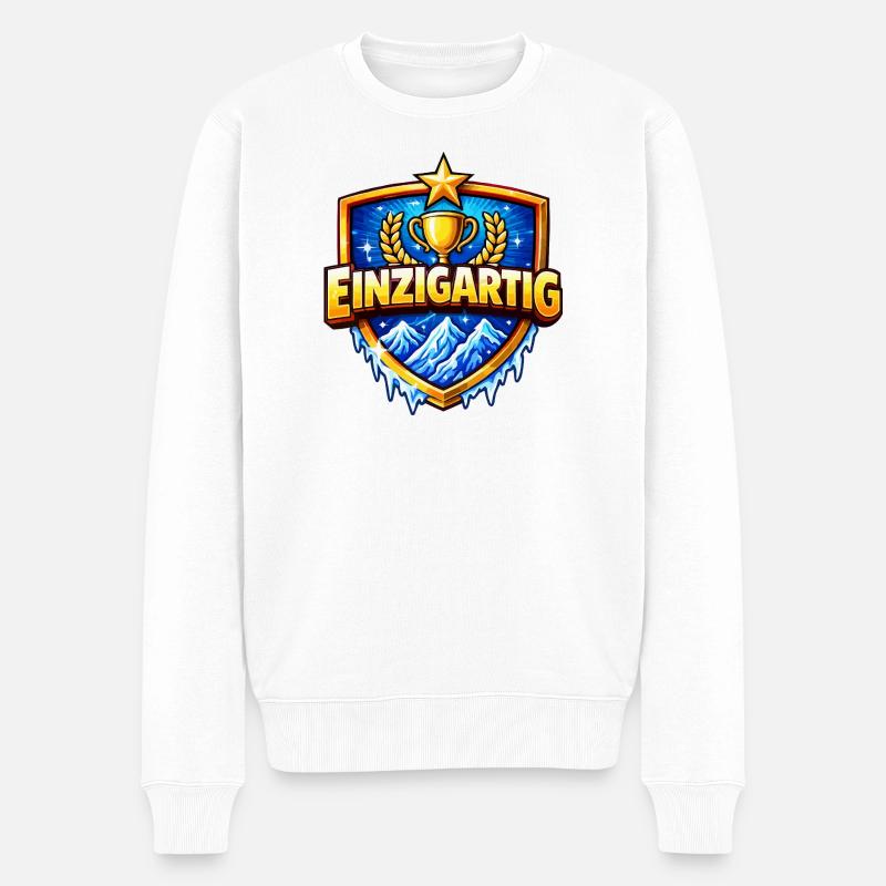 Einzigartig Trophy Wappen - Männer Premium Bio Pullover - Weiß