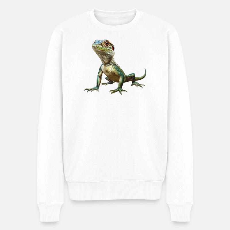 Eidechsen Eidechse - Männer Premium Bio Pullover - Weiß