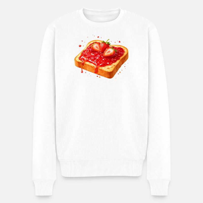 Toast mit Erdbeermarmelade Illustration  - Männer Premium Bio Pullover - Weiß
