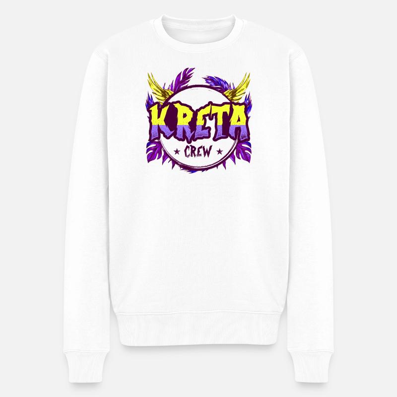 Kreta Crew Bunt - Männer Premium Bio Pullover - Weiß