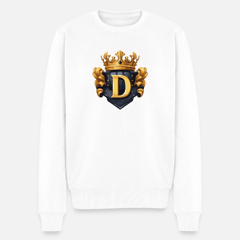 D Buchstabe Name Krone - Männer Premium Bio Pullover - Weiß