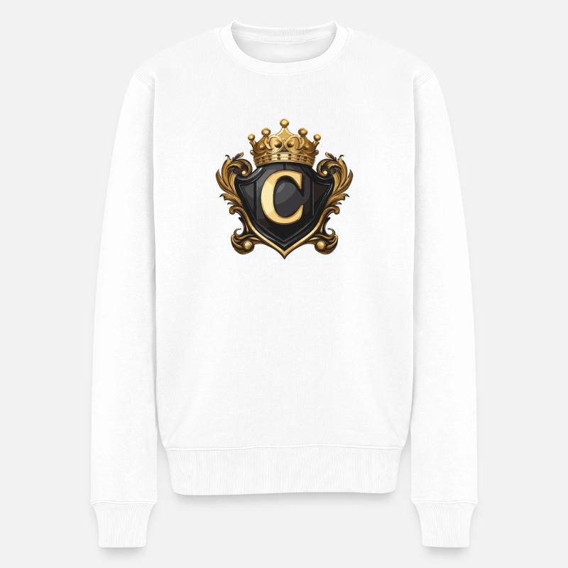C Buchstabe Name Krone - Männer Premium Bio Pullover - Weiß