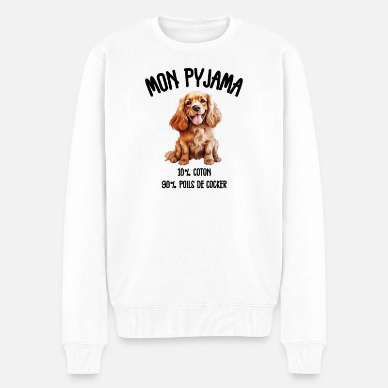 Pyjama Chien Cocker Drôle - Pull Premium bio Homme - blanc