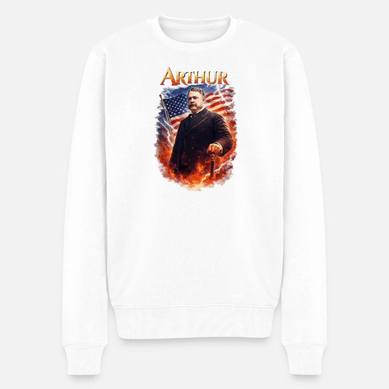 Arthur Patriotischer Feuersturm - Männer Premium Bio Pullover - Weiß