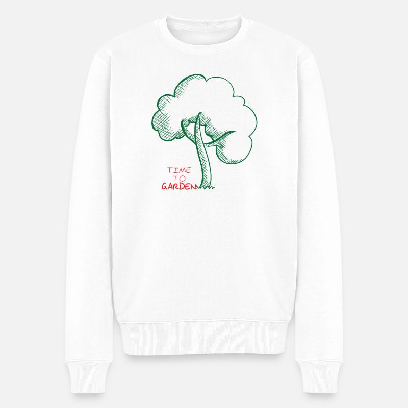 Zeit für den Garten - Männer Premium Bio Pullover - Weiß