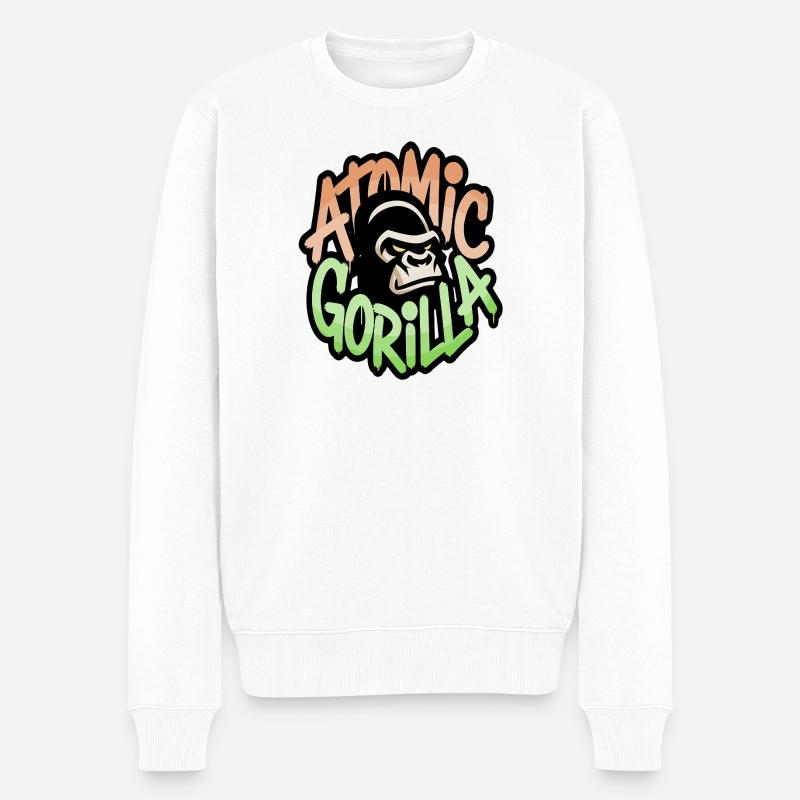 Atom-Gorilla-Graffiti - Männer Premium Bio Pullover - Weiß