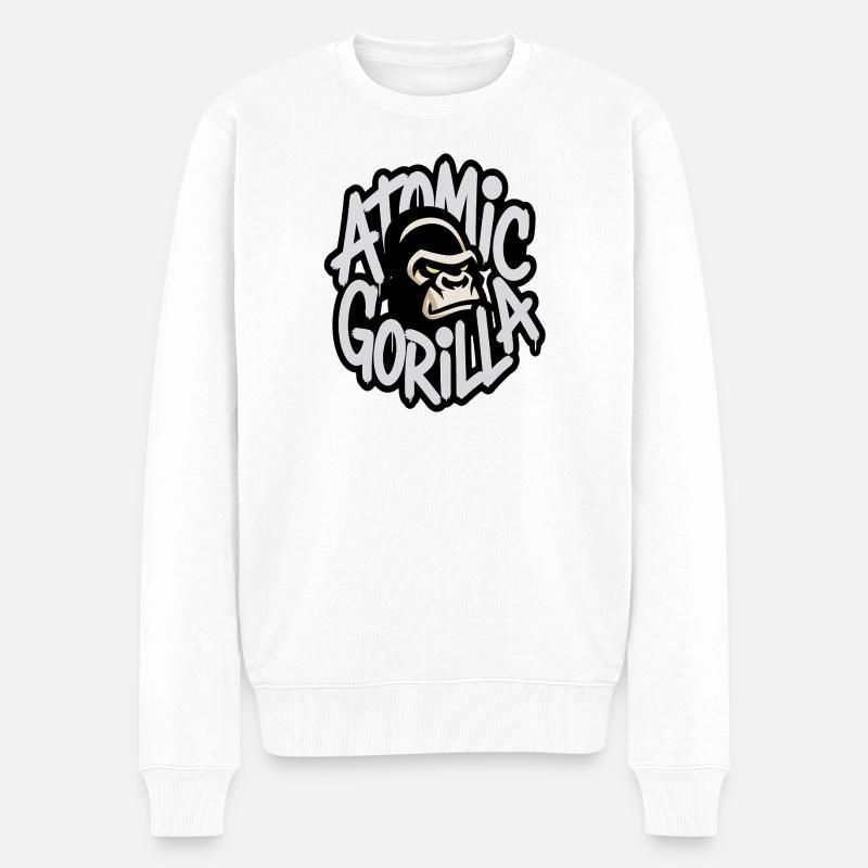 Atom-Gorilla-Graffiti-Emblem - Männer Premium Bio Pullover - Weiß