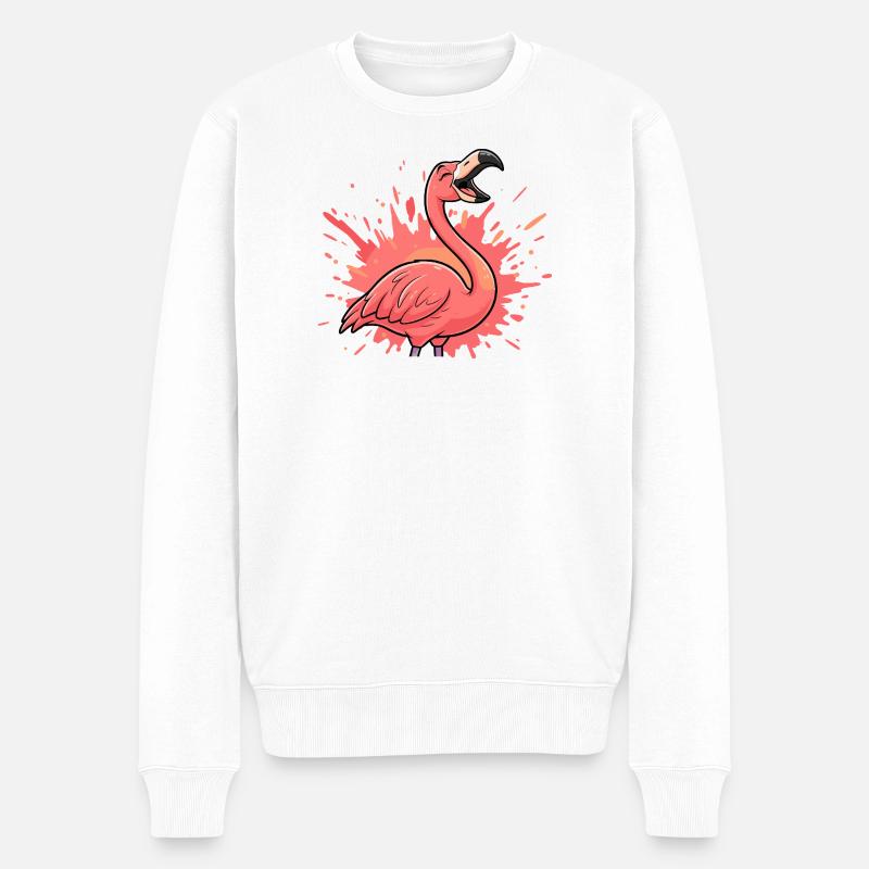 Flamingo Neon Splash - Männer Premium Bio Pullover - Weiß