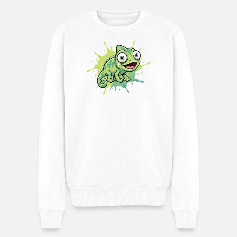 Joyeuse éclaboussure caméléon - Pull Premium bio Homme - blanc
