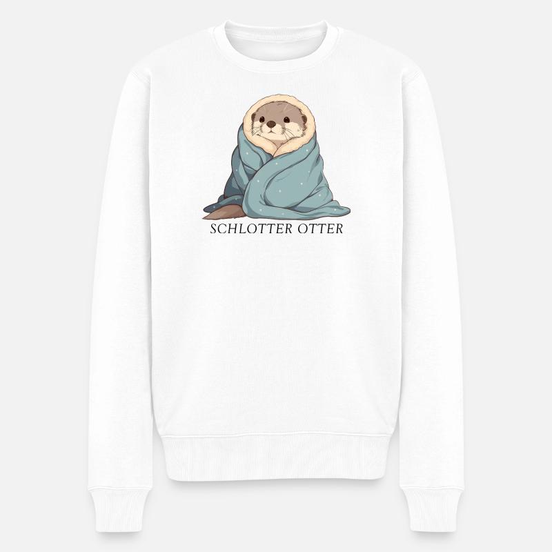 Schlotter Otter im Wintermodus - Männer Premium Bio Pullover - Weiß