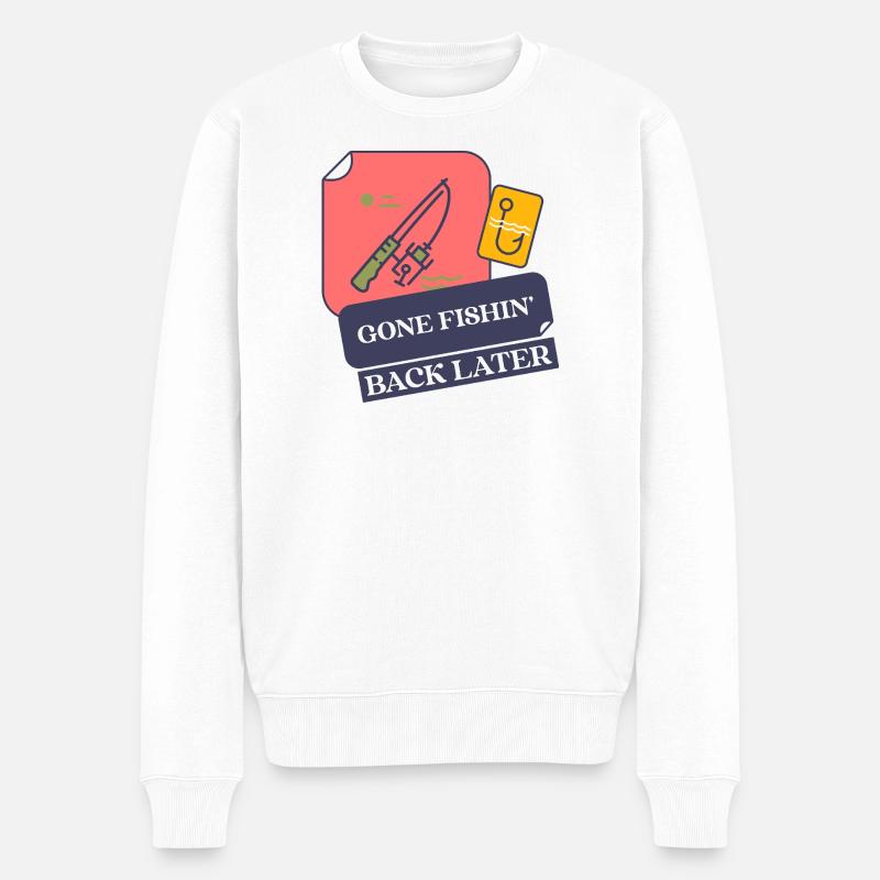 Angeln, später wieder zurück - Männer Premium Bio Pullover - Weiß