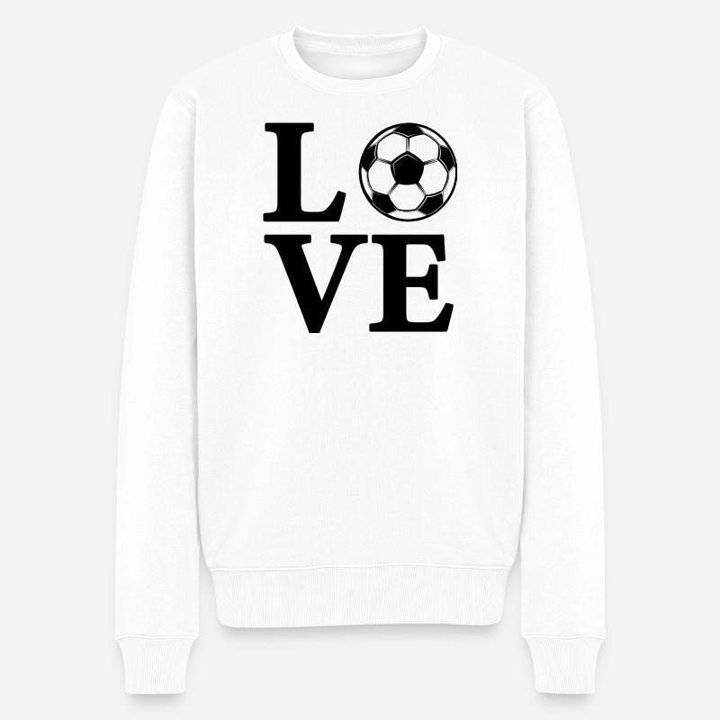 Ich liebe Fußball - Männer Premium Bio Pullover - Weiß