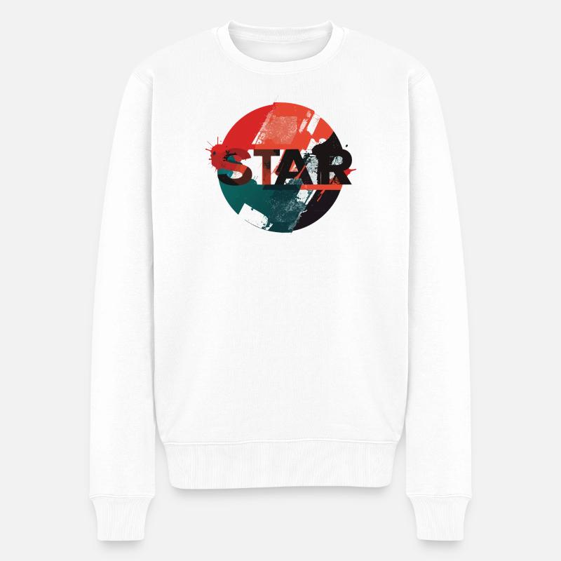 Star-Grunge Kreisdesign - Männer Premium Bio Pullover - Weiß