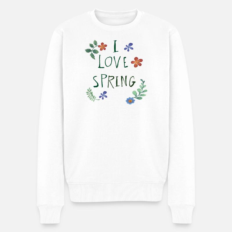 I Love Spring  - Männer Premium Bio Pullover - Weiß
