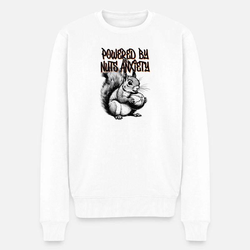 Powered by Nüssen und Angst - Männer Premium Bio Pullover - Weiß