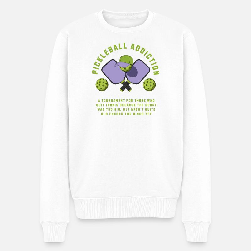 Pickleball-Sucht - Männer Premium Bio Pullover - Weiß