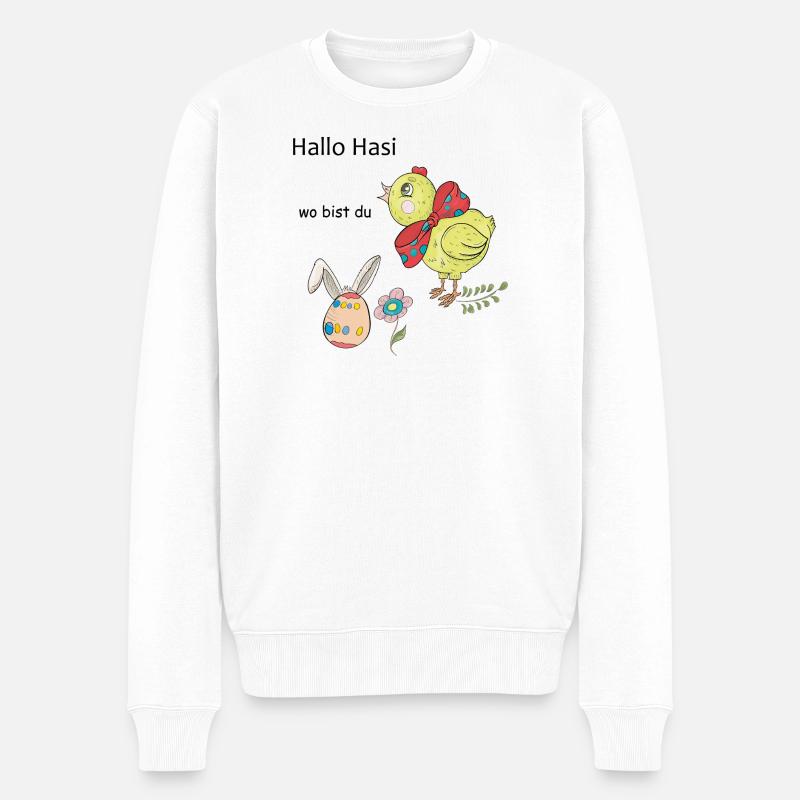 Osterhuhn mit Schleife - Männer Premium Bio Pullover - Weiß