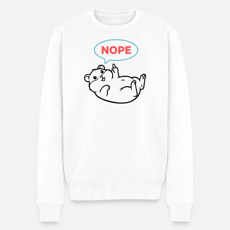 Hamster Nope Comic Farbig - Männer Premium Bio Pullover - Weiß