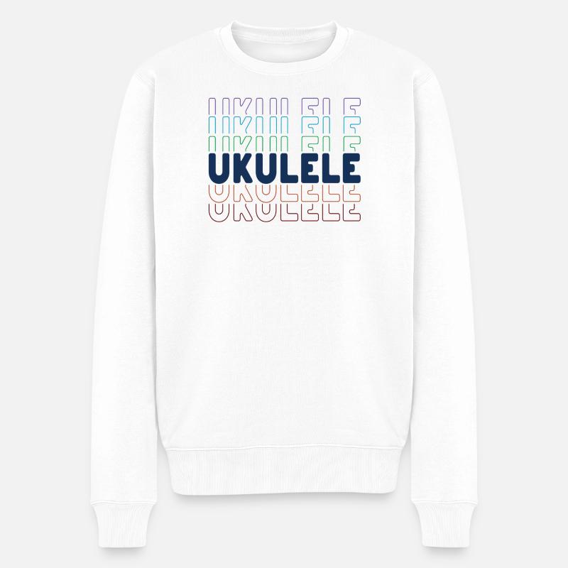 Ukulele typography - Männer Premium Bio Pullover - Weiß