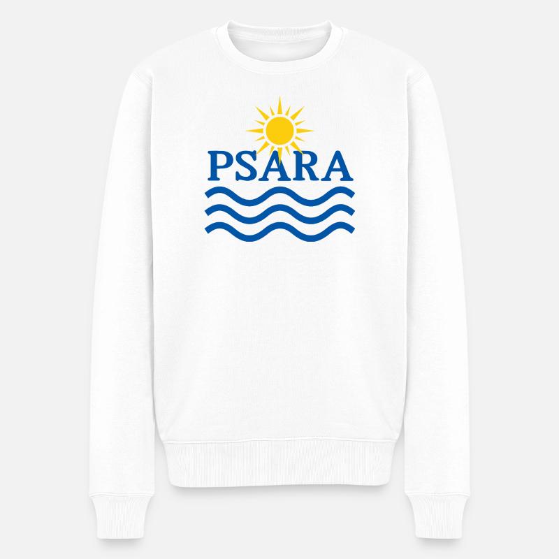PSARA Soleil et Vagues - Pull Premium bio Homme - blanc