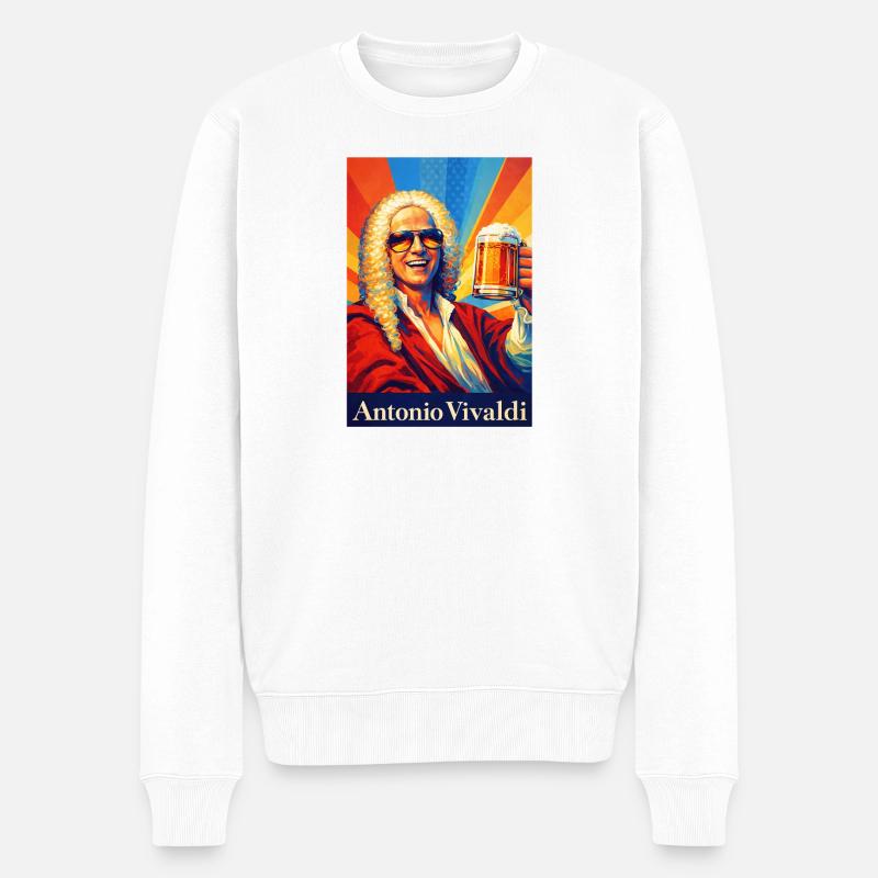 Vivaldi Bier Pop-Art - Männer Premium Bio Pullover - Weiß