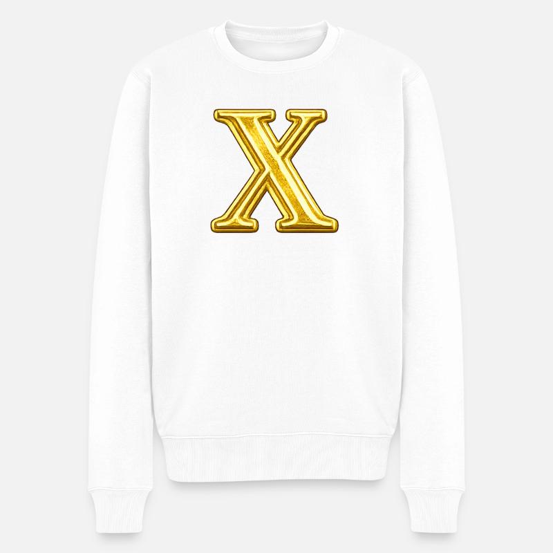 Goldenes X-Emblem - Männer Premium Bio Pullover - Weiß