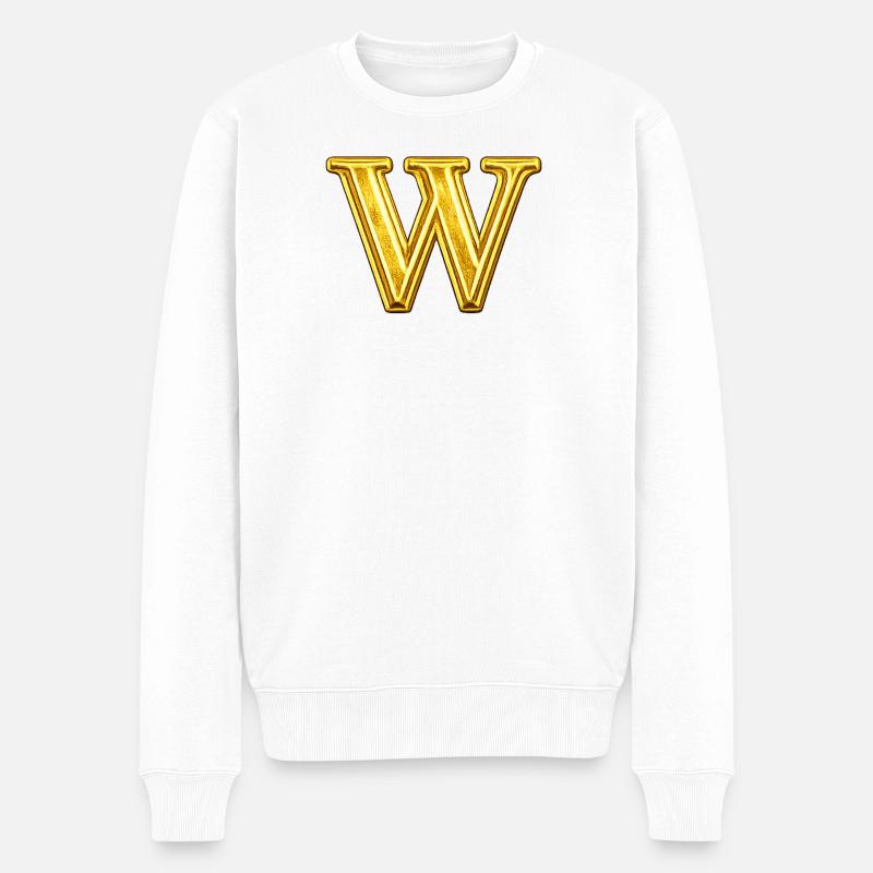 Monogramme W doré - Pull Premium bio Homme - blanc
