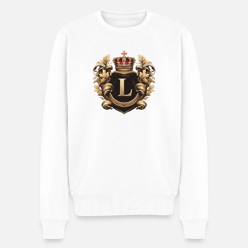 L Lettre Nom Couronne - Pull Premium bio Homme - blanc