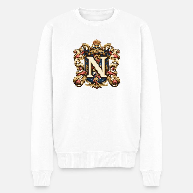 N Buchstabe Name Krone - Männer Premium Bio Pullover - Weiß