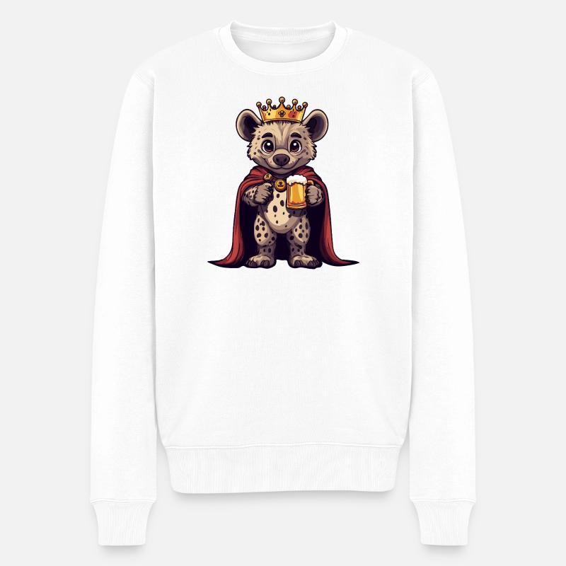 Hyäne Bier König - Männer Premium Bio Pullover - Weiß