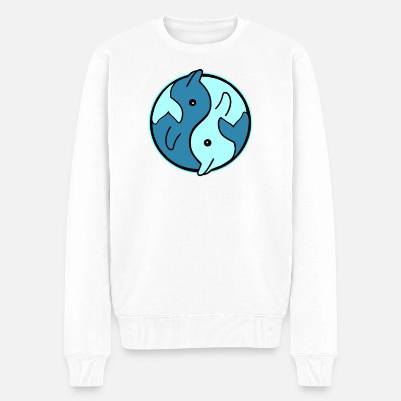 Conception du cercle YinYang des dauphins - Pull Premium bio Homme - blanc