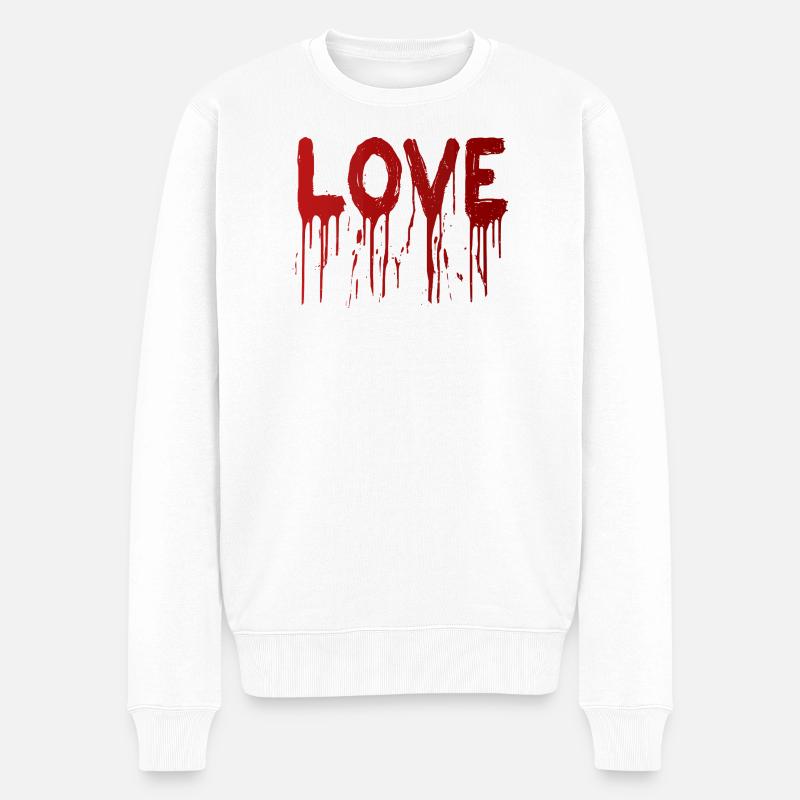 Liebe zu Tintentropfen - Männer Premium Bio Pullover - Weiß