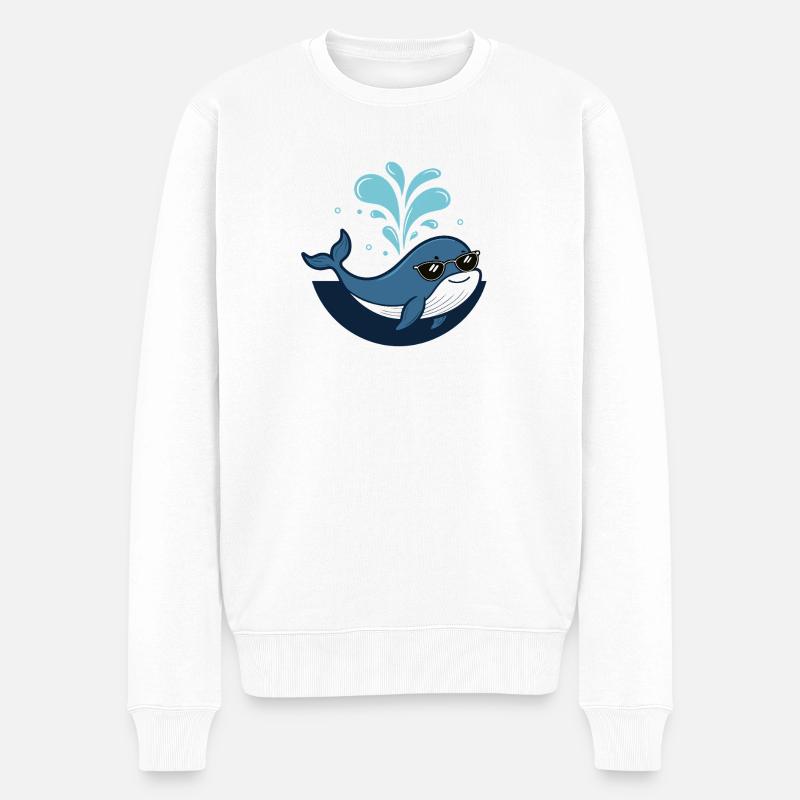 Baleine stylée lunettes noires - Pull Premium bio Homme - blanc