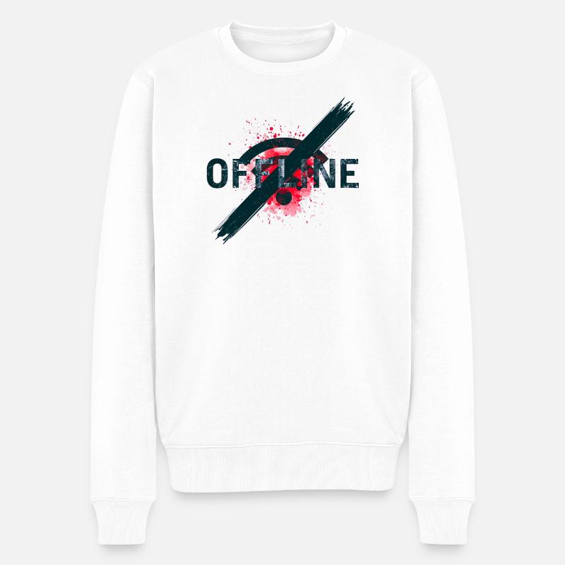 Chronically Offline - Digital Detox Art - Männer Premium Bio Pullover - Weiß