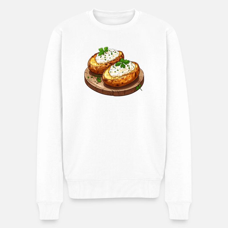 Pellkartoffeln mit Quark - Männer Premium Bio Pullover - Weiß
