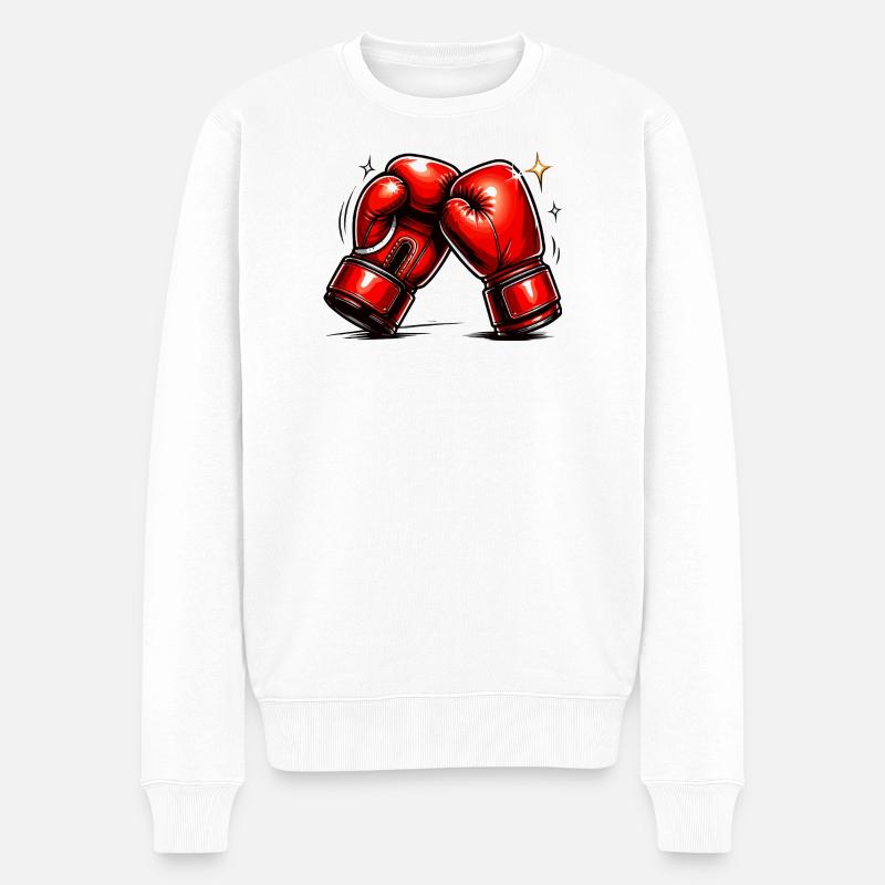 Rote Boxhandschuhe Kraft und Dynamik - Männer Premium Bio Pullover - Weiß