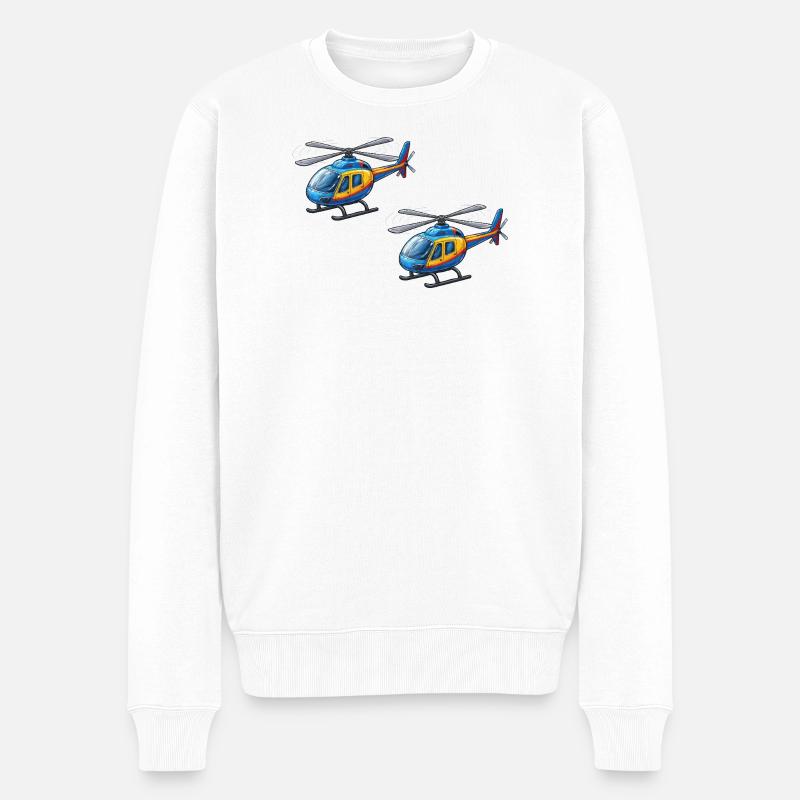 Helikopter Cartoon - Männer Premium Bio Pullover - Weiß
