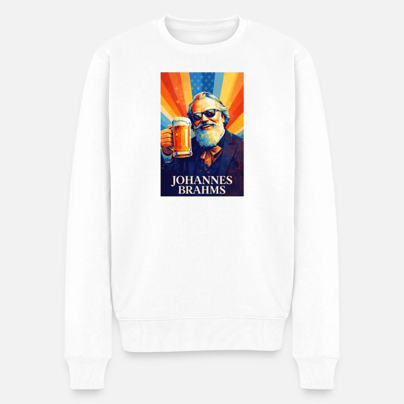 Johannes Brahms - Männer Premium Bio Pullover - Weiß