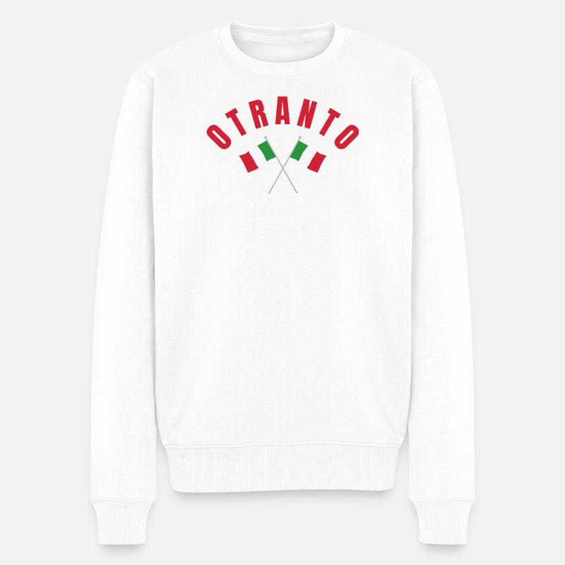 Otranto kreuzte italienische Flaggen - Männer Premium Bio Pullover - Weiß