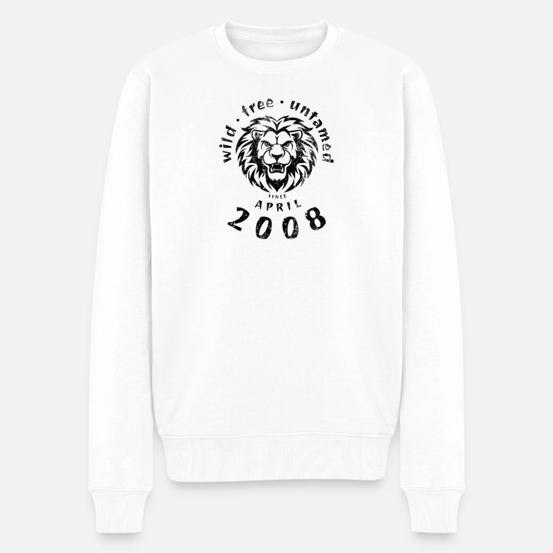18. Geburtstag Wild, free & untamed since 04/2008 - Männer Premium Bio Pullover - Weiß