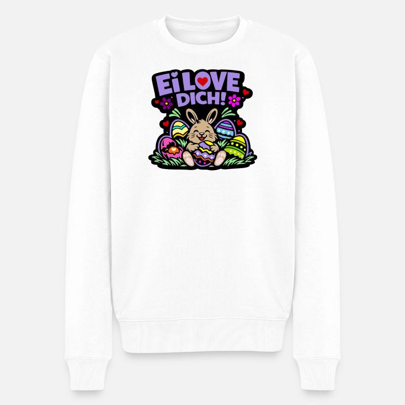Ei LOVE DICH! - Osterhase mit Eiern - Männer Premium Bio Pullover - Weiß