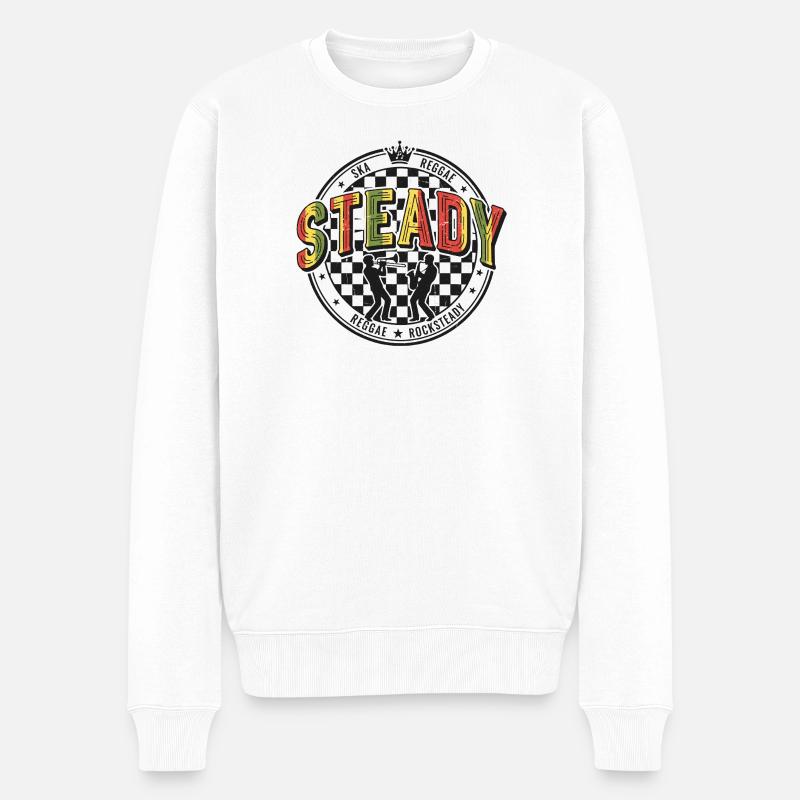 Steady Ska Reggae Circle Logo - Männer Premium Bio Pullover - Weiß