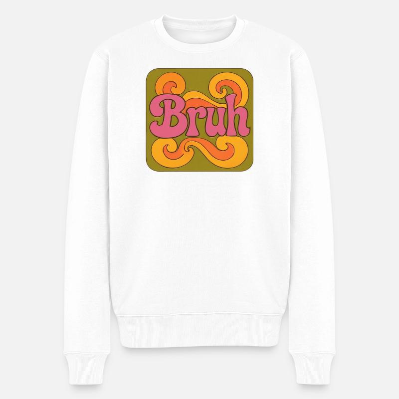 Bruh Psychedelic Swirl - Pull Premium bio Homme - blanc